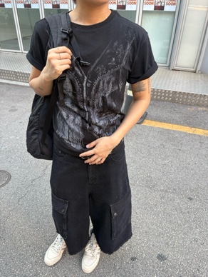 C.P. Company Nylon B Lens Backpack Black - 25FW, Adidas Rivalry High Consortium Chalk White 착용 스타일 - 4
