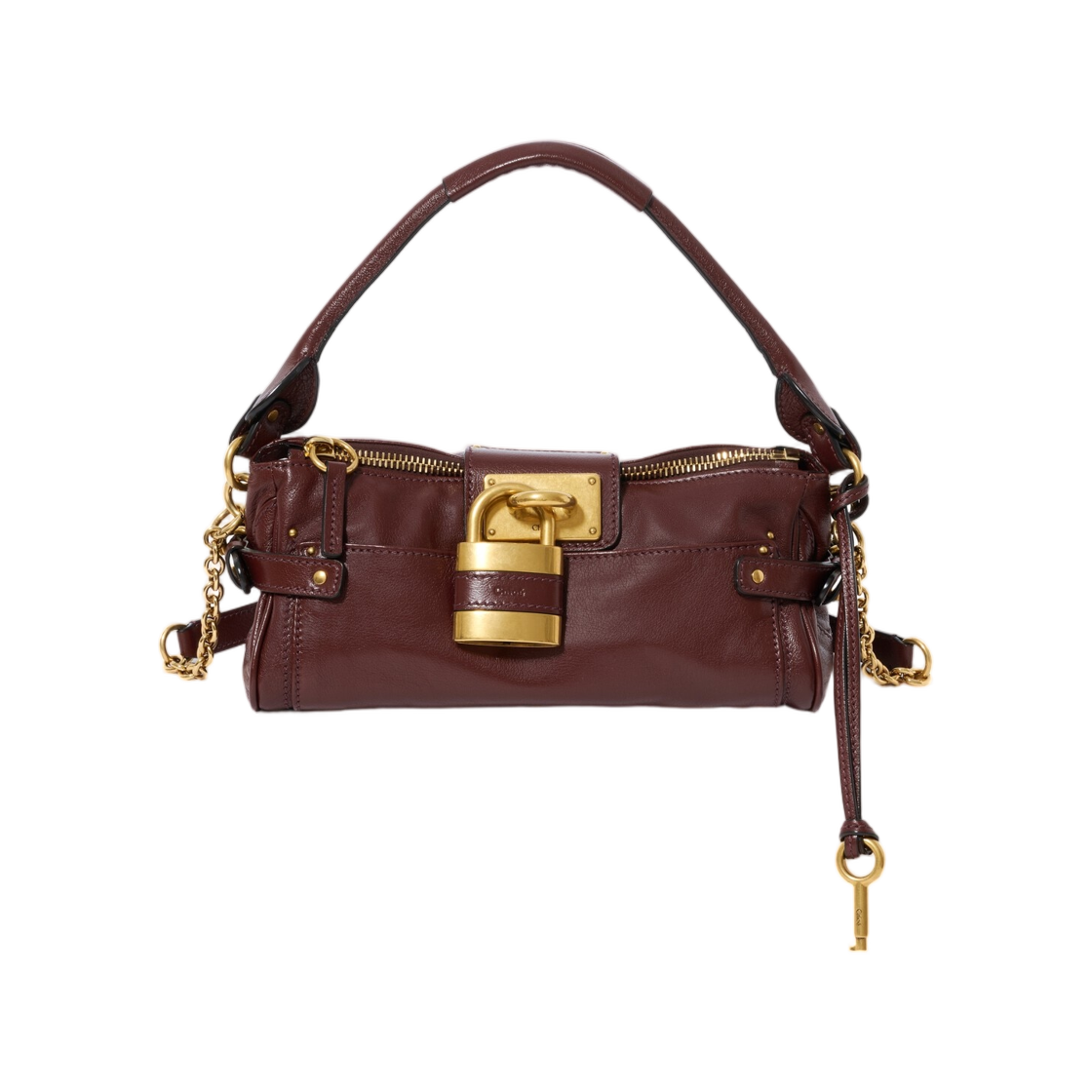 끌로에 스몰 패딩턴 백 스트랩 그레인드 레더 크래프티 브라운(Chloe Small Paddington Bag with Strap in Grained Leather Crafty Brown) - 1