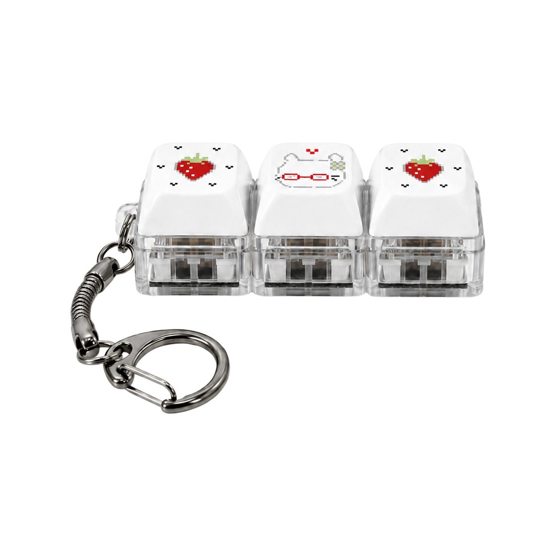 나인틴프라이데이 안경도트냥 키캡 키링 - (3구)(NINETEENFRIDAY Glasses Dot Cat Keycap Keyring - (3 Button)) - 4