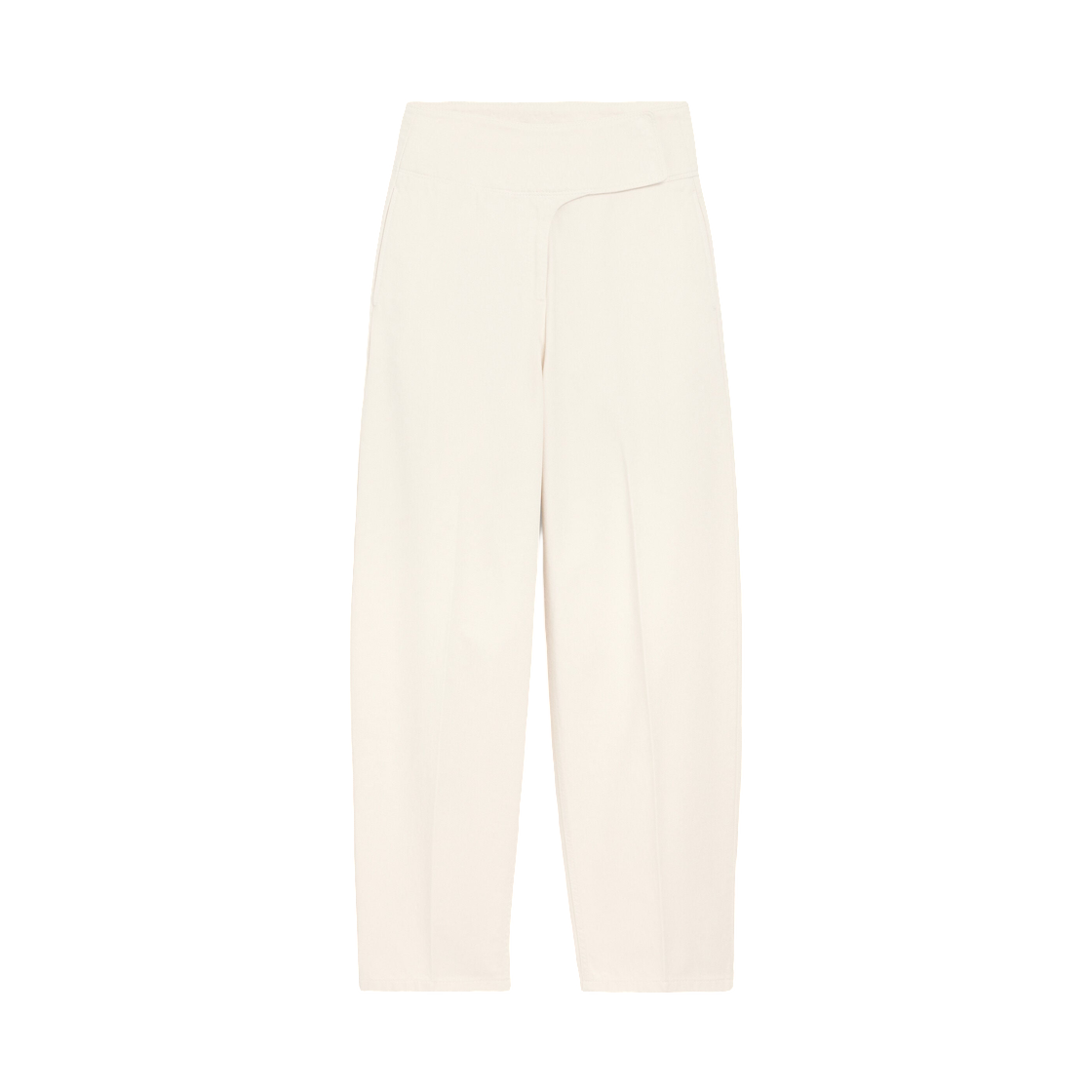 (W) 아미 화이트 코튼 랩드 벨티드 발롱 핏 진 화이트 크림((W) AMI White Cotton Wrapped Belted Ballon Fit Jeans White Cream)