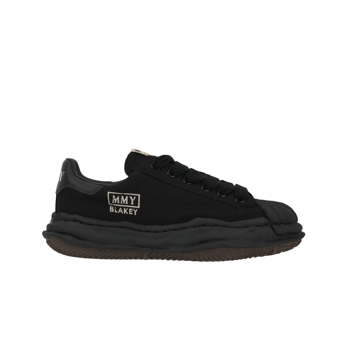메종 미하라 야스히로 블레이키 OG 솔 캔버스 로우탑 스니커즈 블랙 블랙(Maison Mihara Yasuhiro Blakey OG Sole Canvas Low-top Sneakers Black Black)