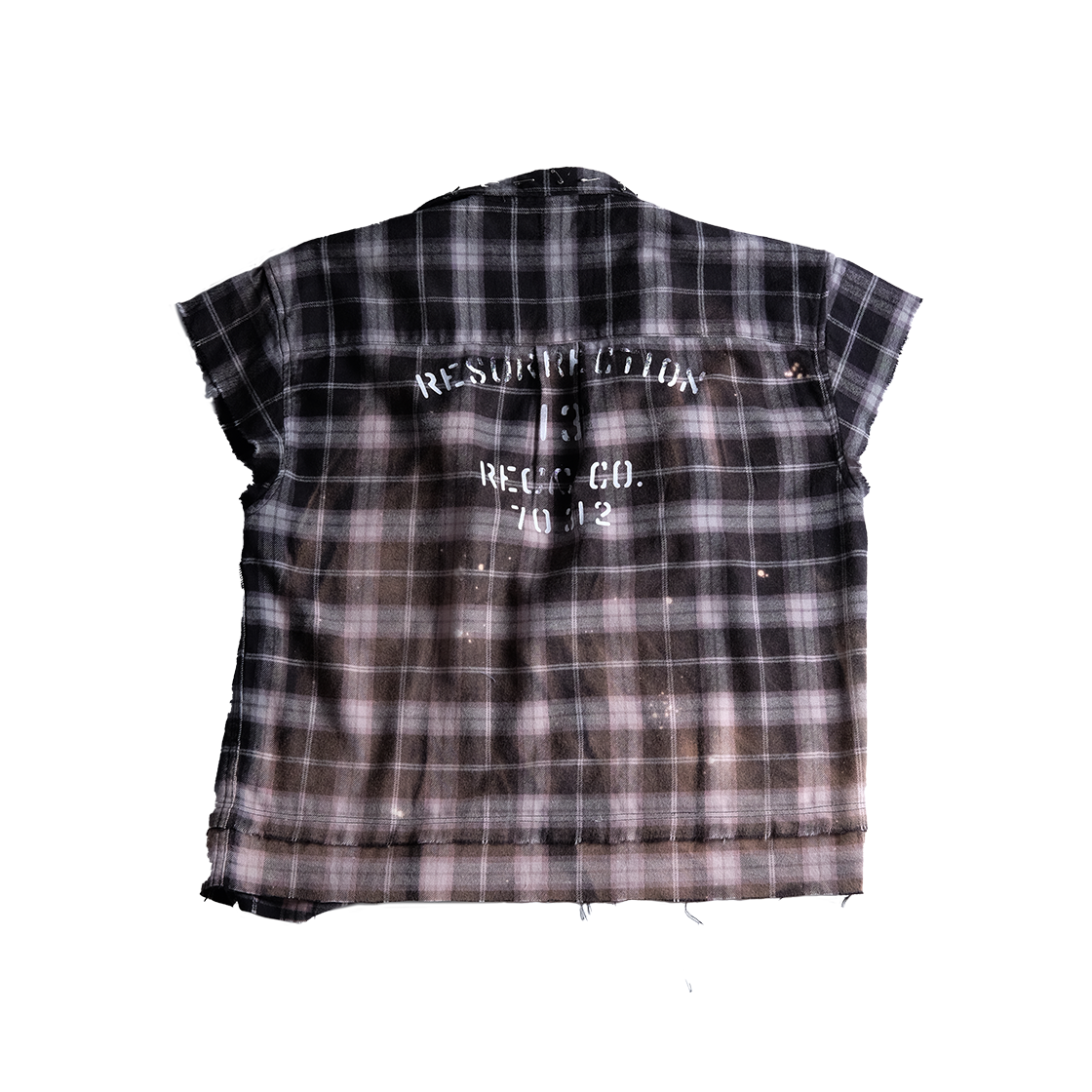 레저렉션13 샐비지드 체크 셔츠 블랙(Resurrection13 Salvaged Plaid Shirt Black) - 2