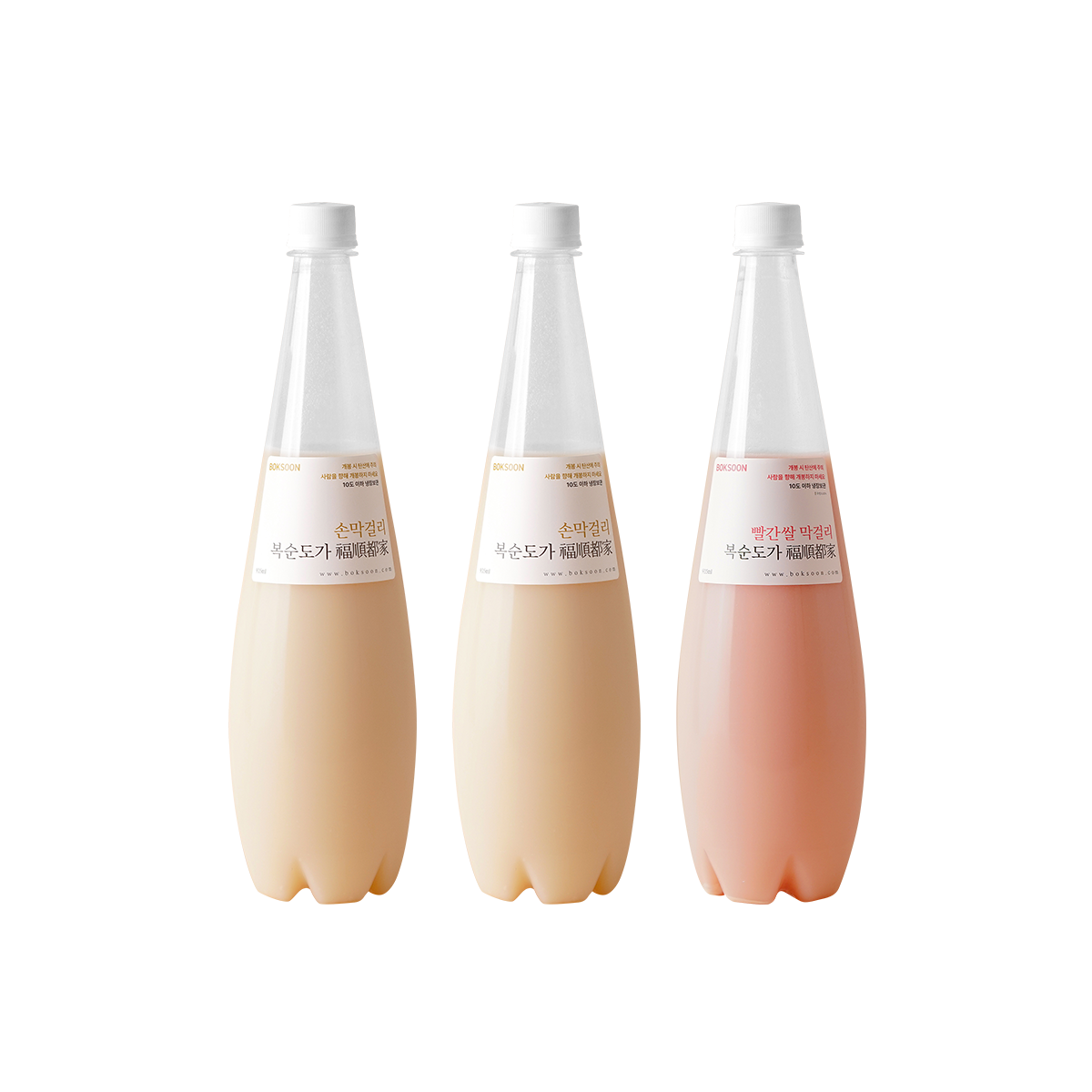 복순도가 손막걸리 2병 + 빨간쌀 막걸리 1병(Boksoondoga Makgeolli 2 Bottles + Red Rice Makgeolli 1 Bottle)