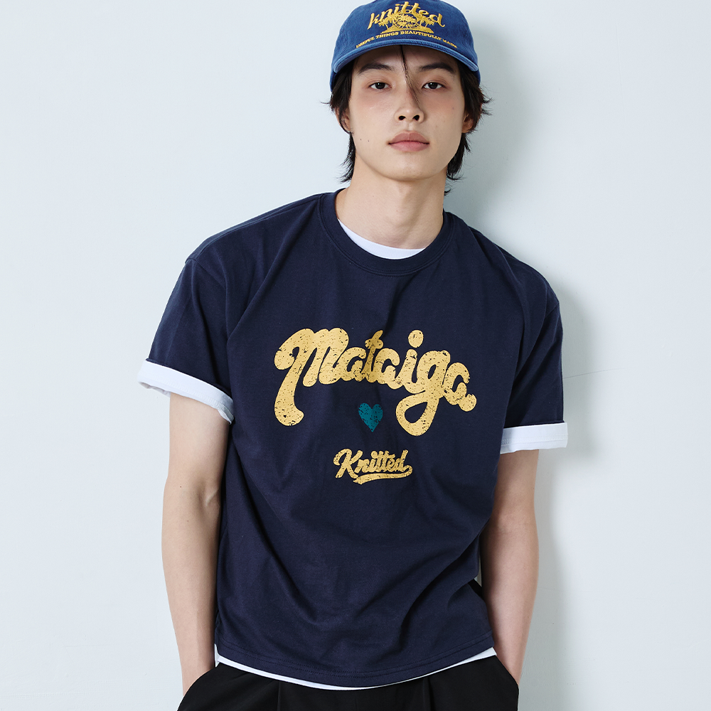 니티드 mataiga 크롭 티셔츠 네이비(Knitted Mataiga Crop T-Shirts Navy) - 4