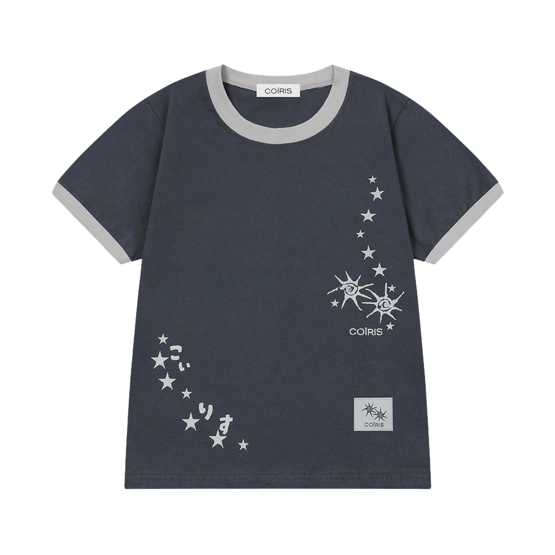 코이리스 호타루 레터링 배색 링거 반팔 티 네이비(Coiris Hotaru Lettering Ringer Half T Navy) - 1