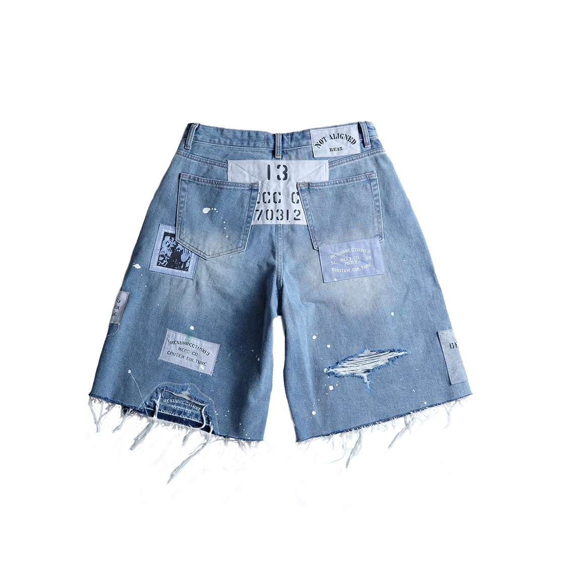 레저렉션13 샐비지드 데님 쇼츠 인디고 블루(Resurrection13 Salvaged Denim Shorts Indigo Blue) - 2