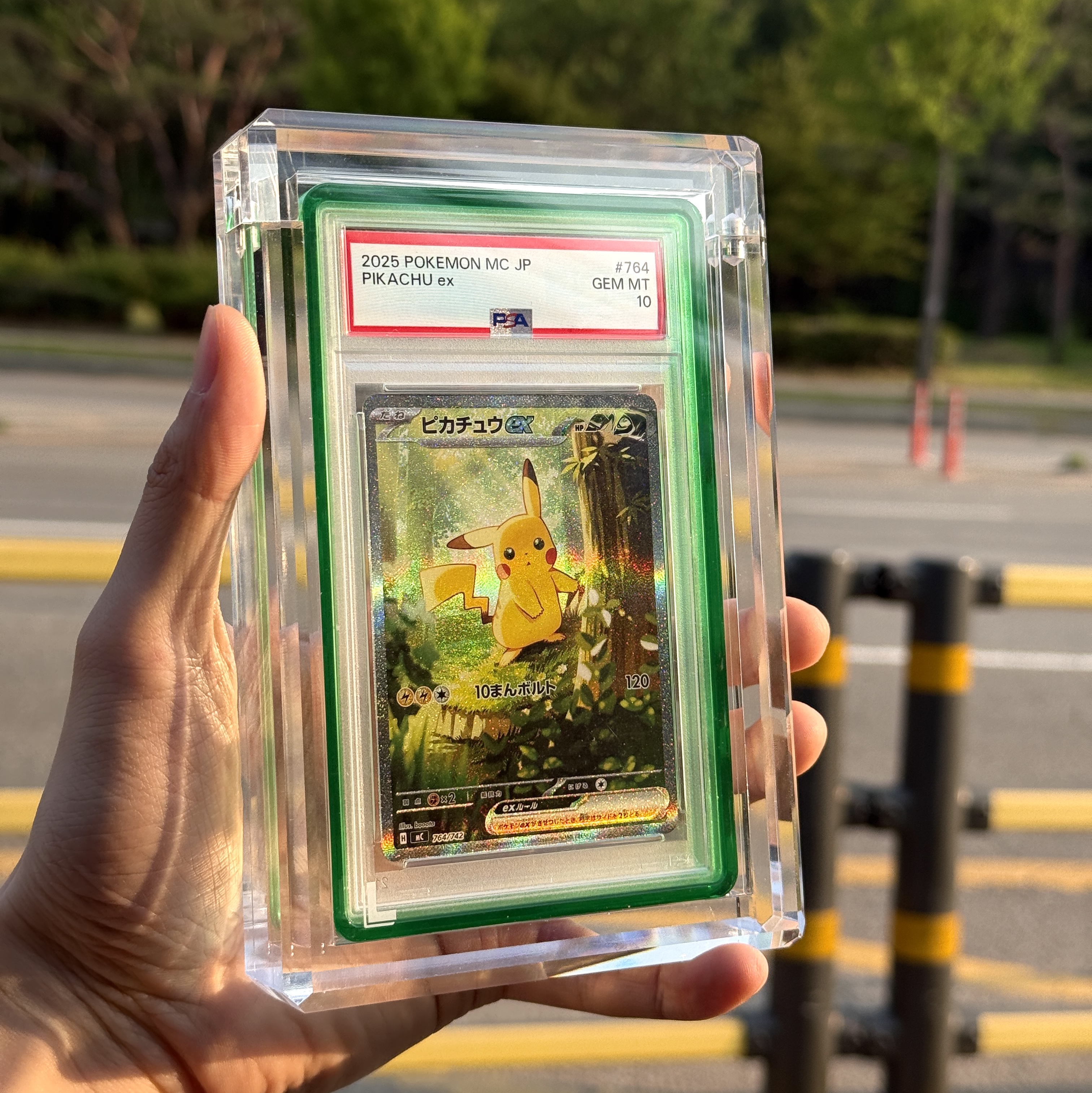 Locky PSA Crystal Acrylic Case, Locky PSA GradedGuard Jewel Bumper Case GREEN 착용 스타일