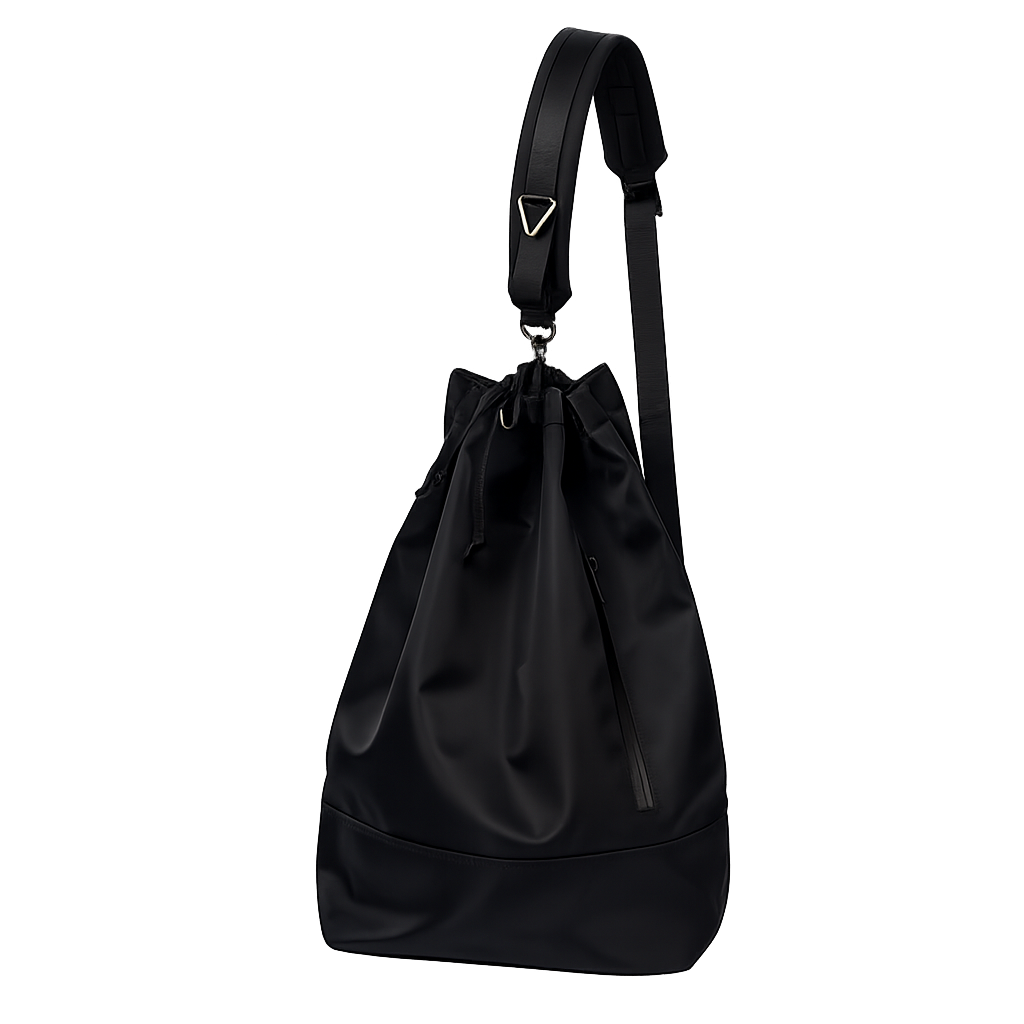 하아카이브 2웨이 워털루 블랙 나일론 더플백(Hah Archive 2way Waterloo Black Nylon Duffle Bag)