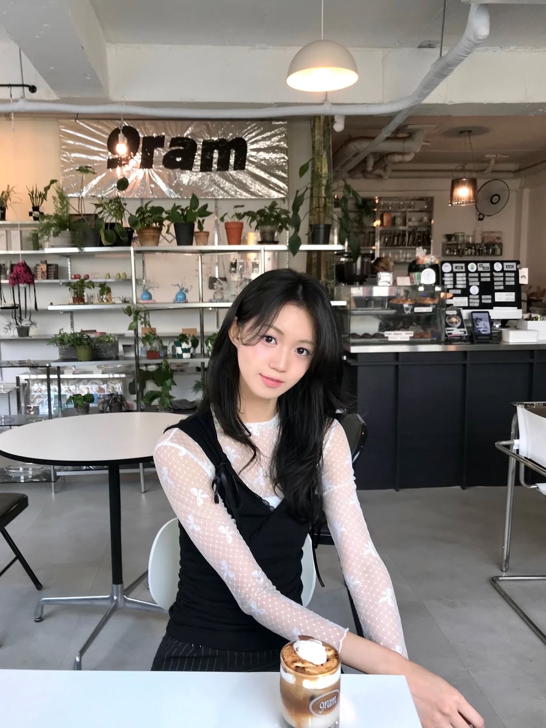 Rosefrantz Lace-trim Ribbon Muse Sleeveless [Black] 착용 스타일 - 1