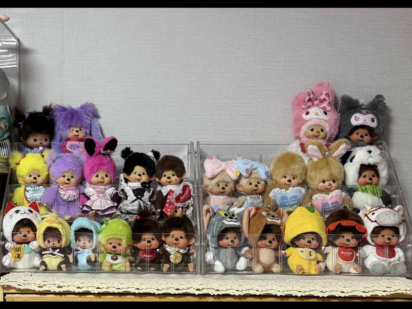 Monchhichi MMF Lemon Big head SS K/C Boy, Monchhichi Bebichhichi Bear Key Chain Blue 착용 스타일