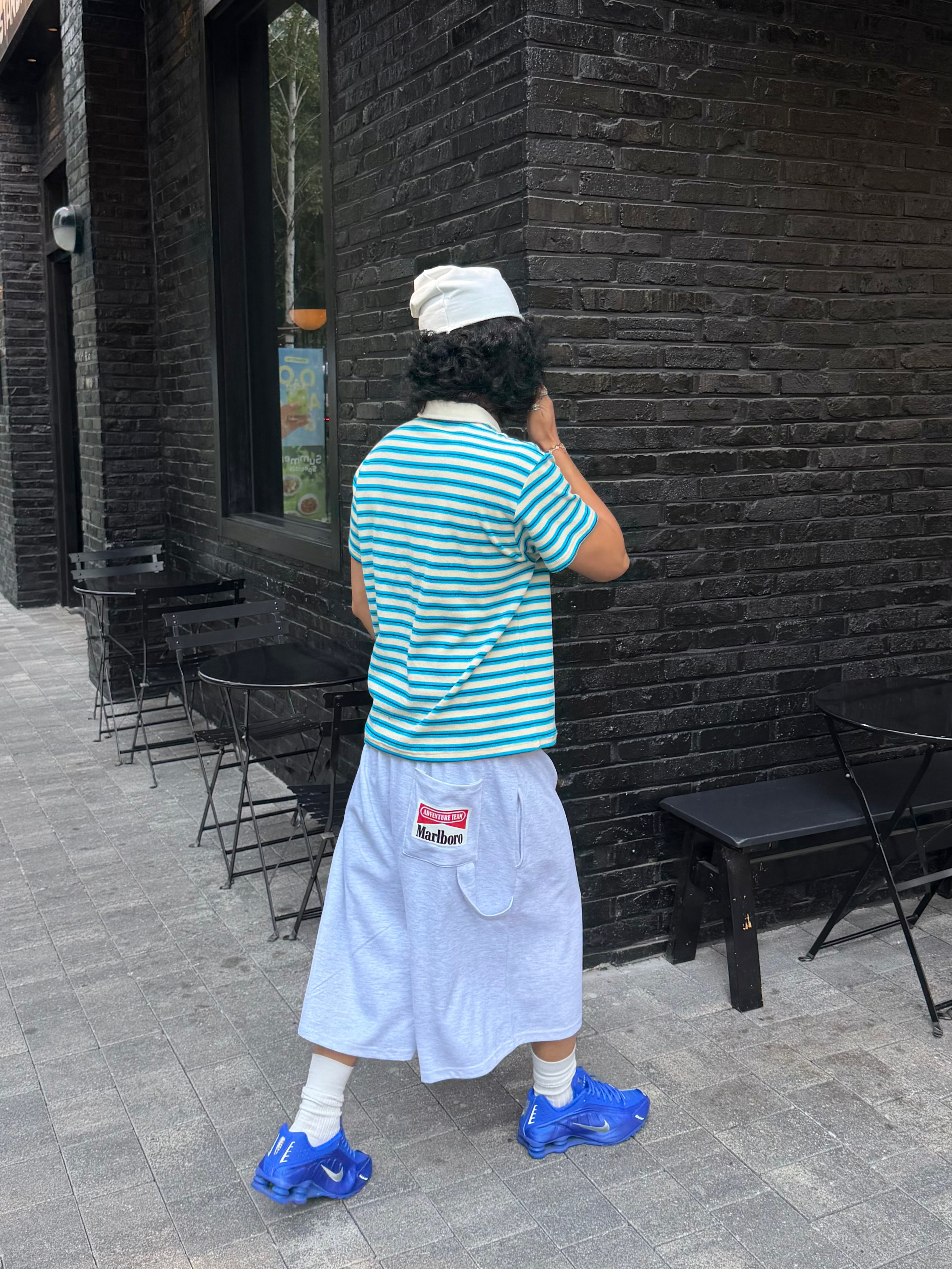 (W) Nike Shox R4 Racer Blue and Metallic Silver 착용 스타일 - 5