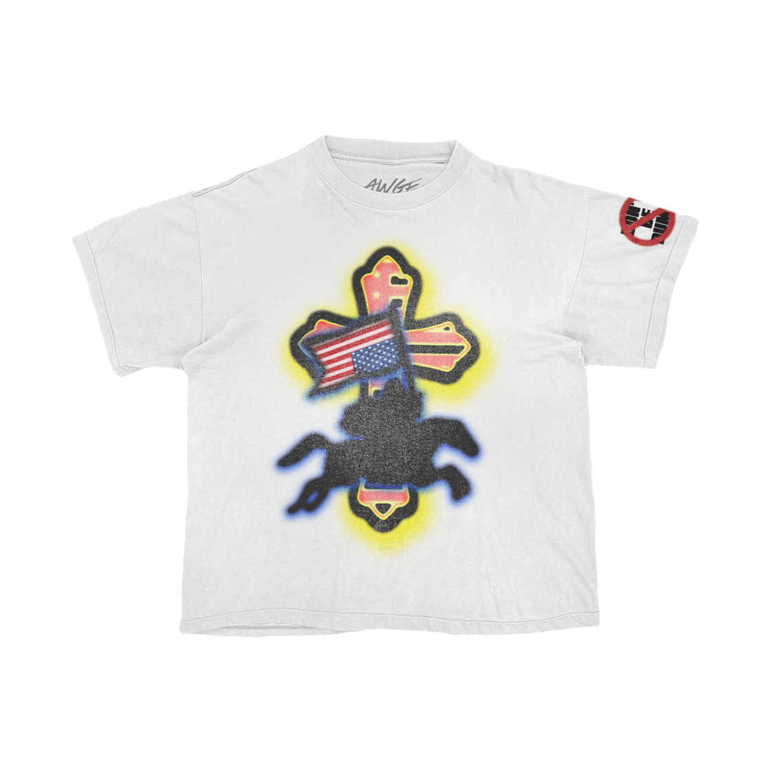 AWGE 돈 비 덤 투어 에어브러쉬 데이트백 티셔츠 화이트(AWGE Don't Be Dumb Tour Airbrush Dateback T-Shirt White)