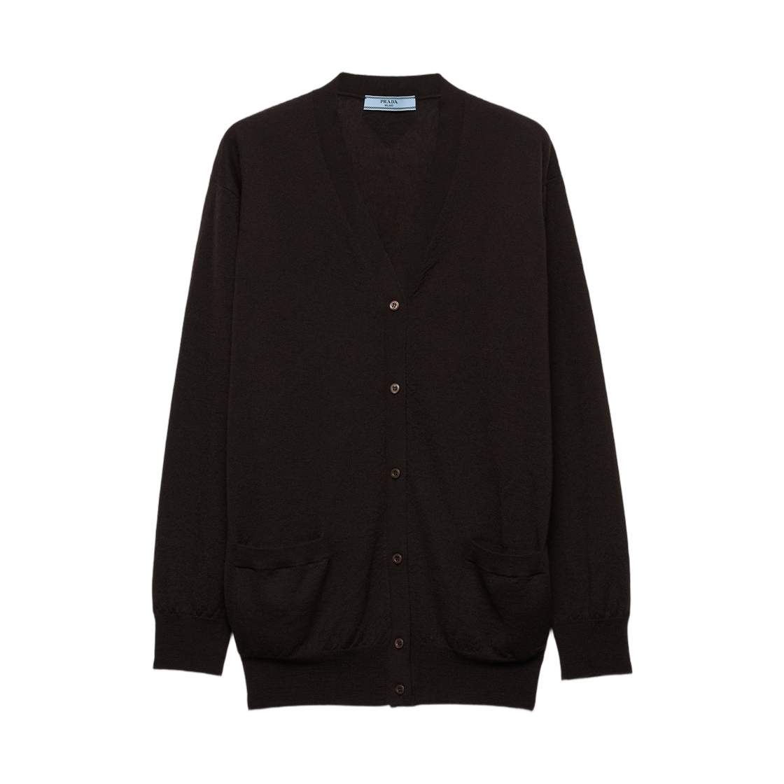 P25M72-17O0-F0003 (W) Prada Cashmere Cardigan Dark Brown