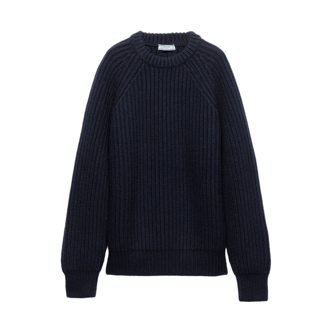 P24S2P-172E-F0008 (W) Prada Wool and Cashmere Crew-Neck Sweater Navy