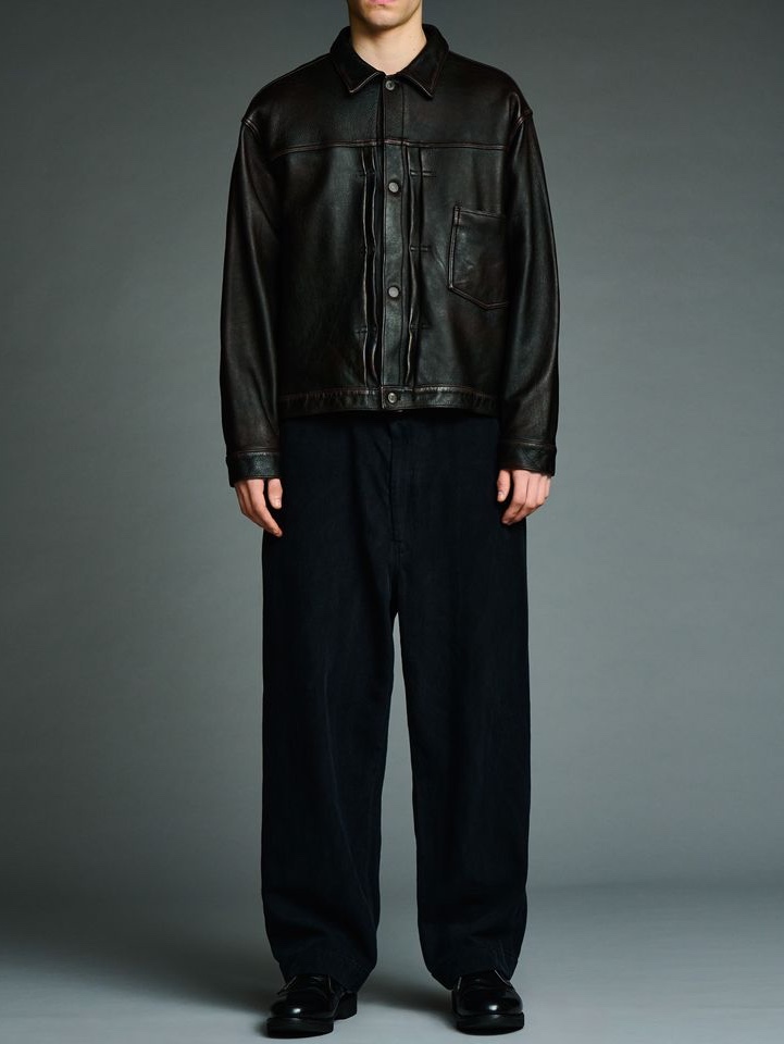 A.Presse Vintage Leather 1st Type Jacket Brown - 26FW 착용 스타일