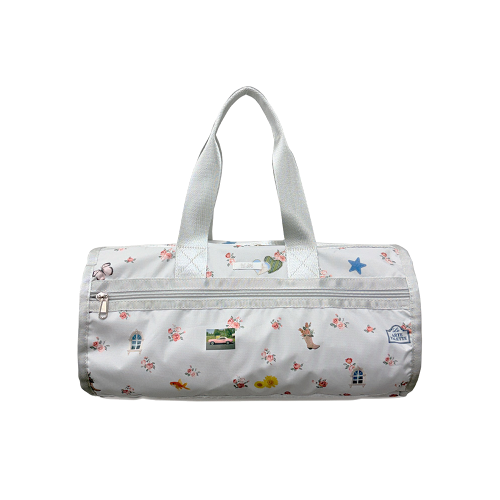 언스테디마켓 플로럴 모노그램 실린더백 쿨그레이(UnsteadyMarket Floral Monogram Cylinder Bag Cool Gray)