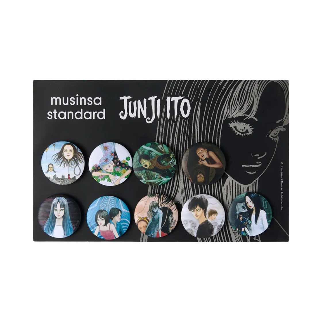 무신사 스탠다드 x 이토 준지 일러스트레이션 뱃지 9종 세트(Musinsa Standard x Junji Ito Illustration Badge 9-Piece Set) - 2
