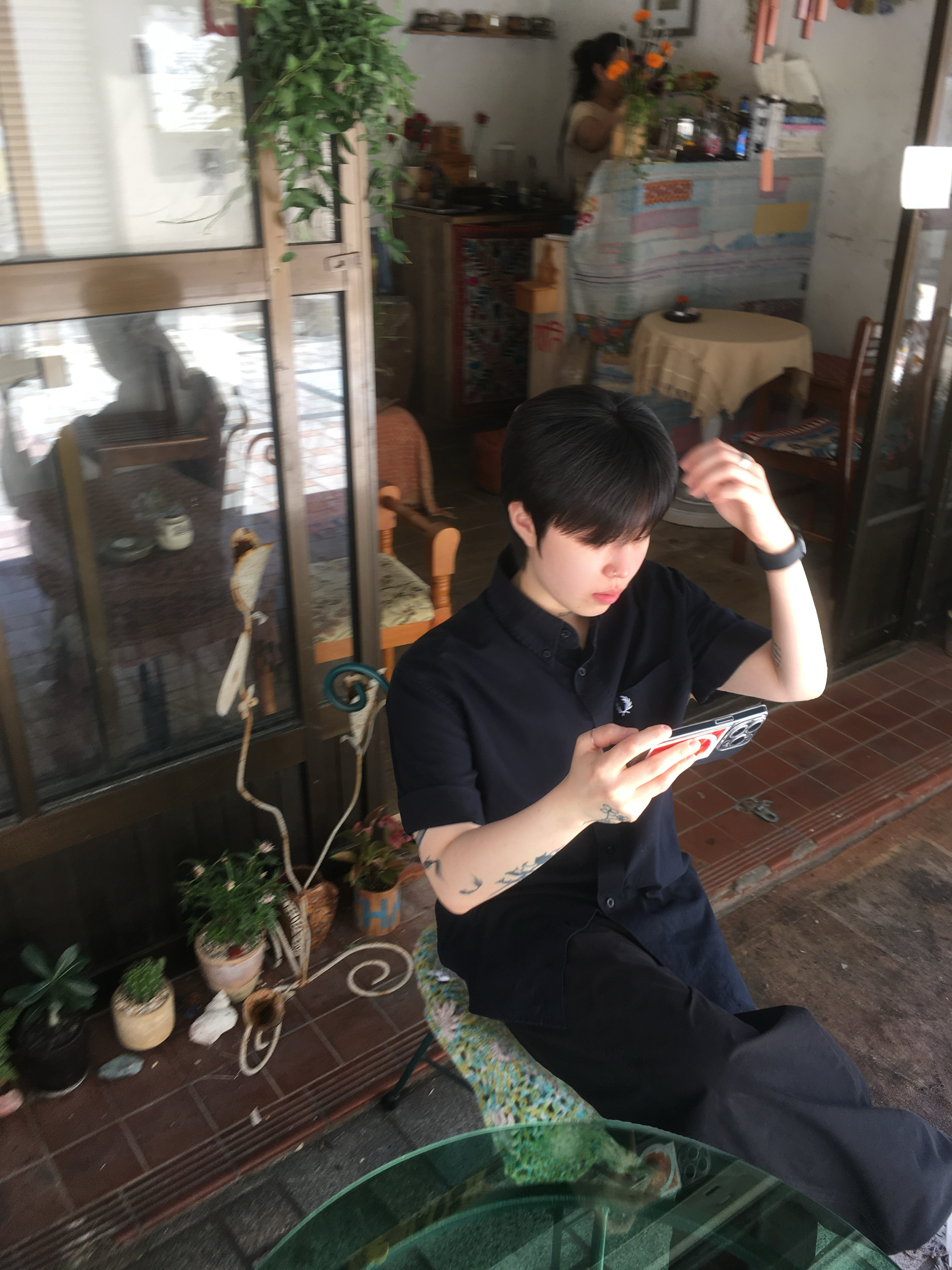 Fred Perry Oxford Shirt Ecru 착용 스타일 - 2