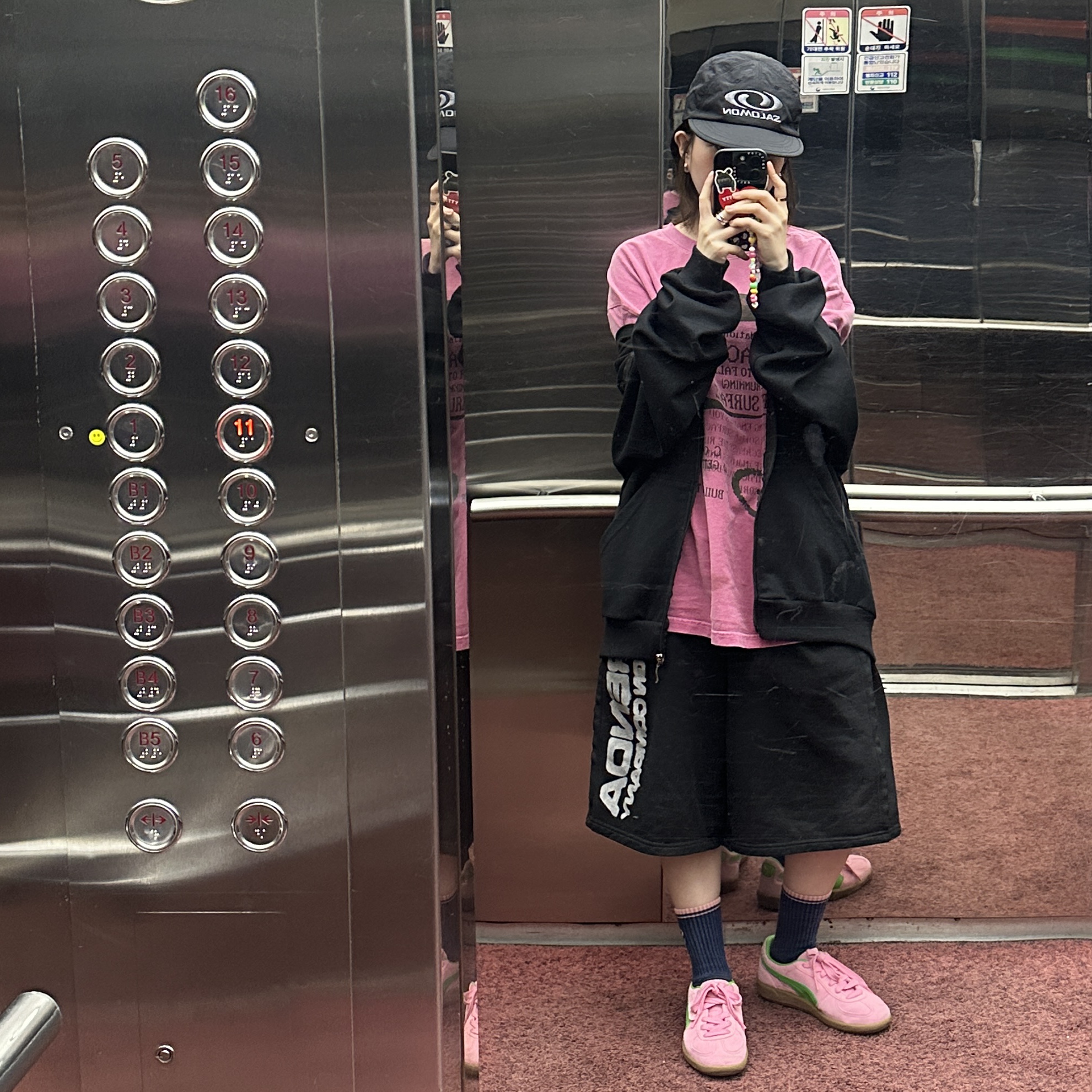 Puma Palermo Special Pink Delight Green, Salomon Link LT 6 Panel Cap Black 착용 스타일