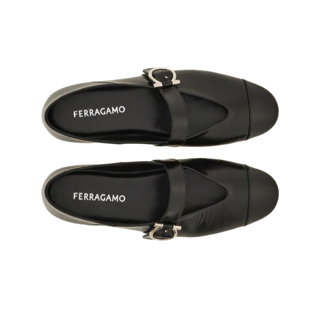 (W) 페라가모 간치니 발레 플랫 블랙 - C((W) Ferragamo Gancini Ballet Flats Black - C) - 2
