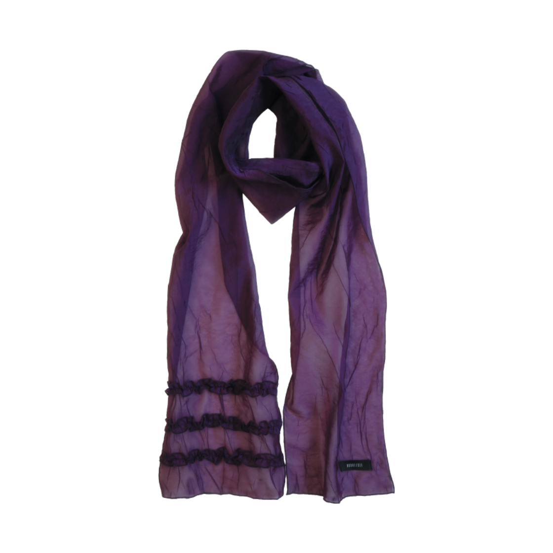 쿠키시 시어 링클 프릴 롱스카프 - 퍼플(Kookeesee Sheer Wrinkle Frill Long Scarf - Purple)