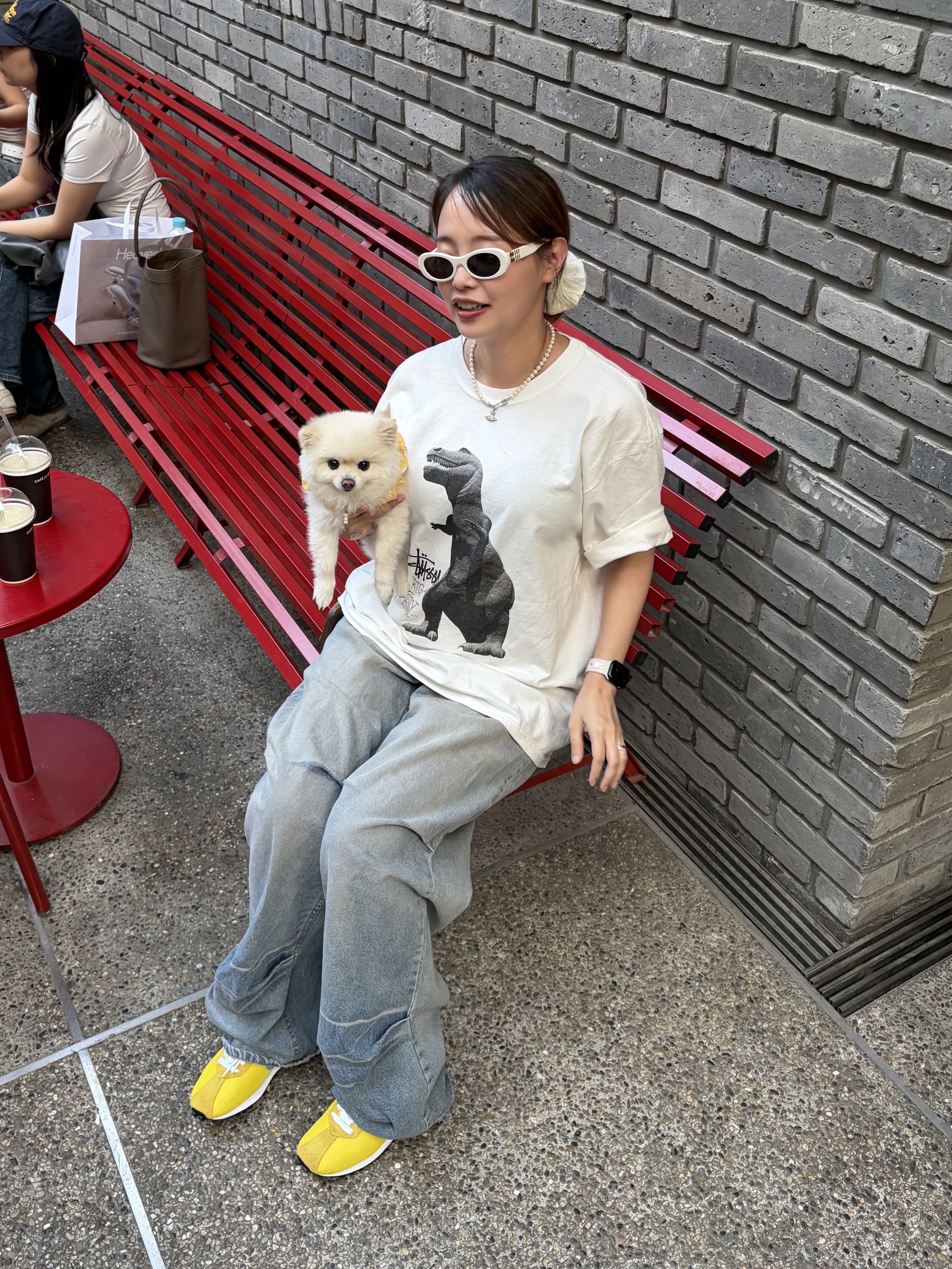 Miu Miu Miu Glimpse Sunglasses Chocolate Brown Lens, (W) Nike LD-1000 Lightning White 착용 스타일 - 1