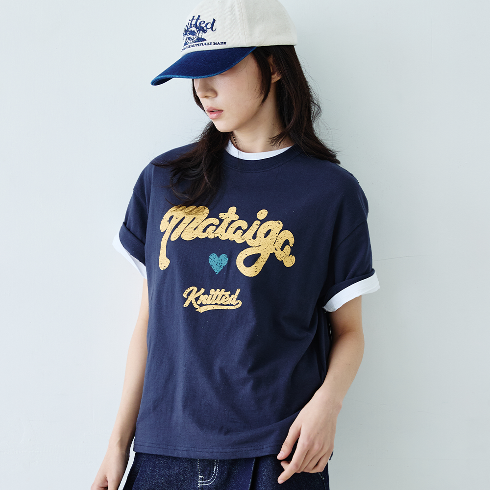 니티드 mataiga 크롭 티셔츠 네이비(Knitted Mataiga Crop T-Shirts Navy) - 3