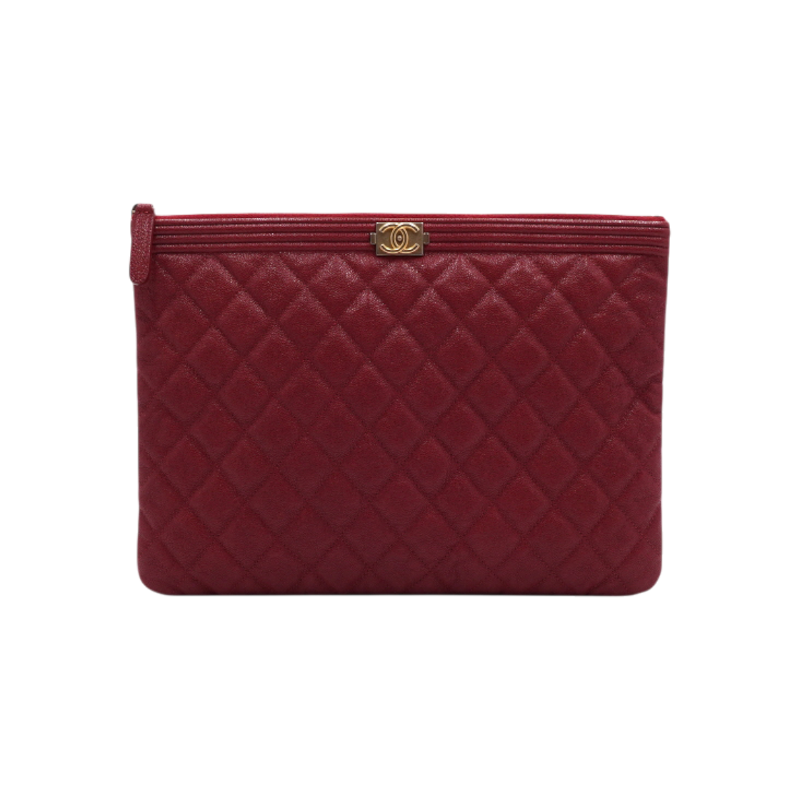 ITW473E5Q2IA Chanel Red Caviar Boy Chanel Gold Hardware New Medium Pouch Clutch Bag