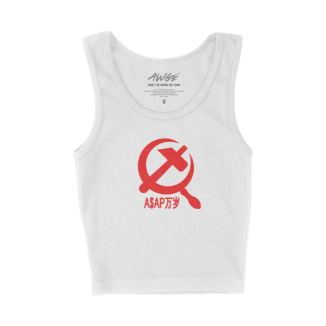 (W) AWGE 돈 비 덤 투어 시클 탱크 화이트((W) AWGE Don't Be Dumb Tour Sickle Tank White)