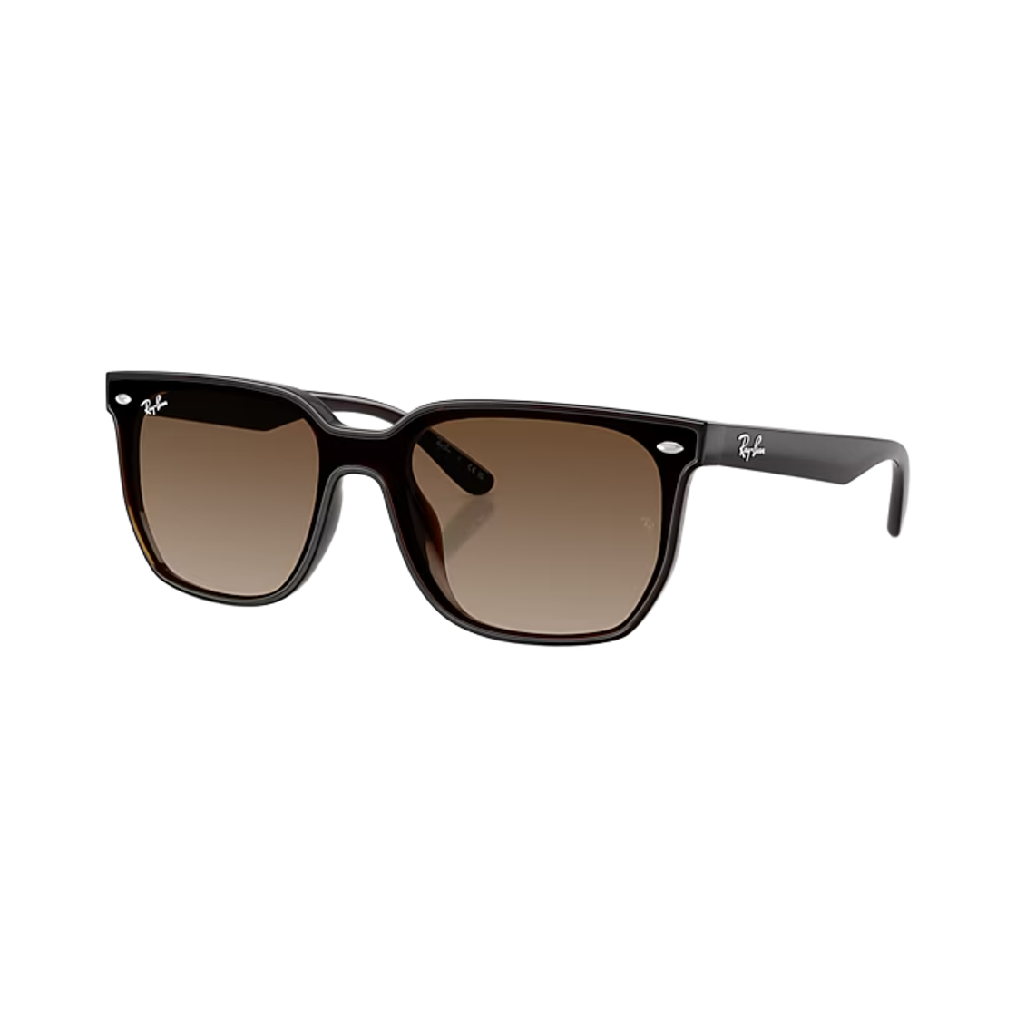 RB4466D-714/13 Ray-Ban RB4466D Polished Transparent Dark Brown Frame Brown Gradient Lense Low Bridge Fit