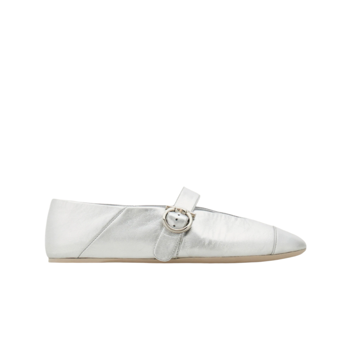 (W) 페라가모 간치니 발레 플랫 실버 - C((W) Ferragamo Gancini Ballet Flats Silver - C)