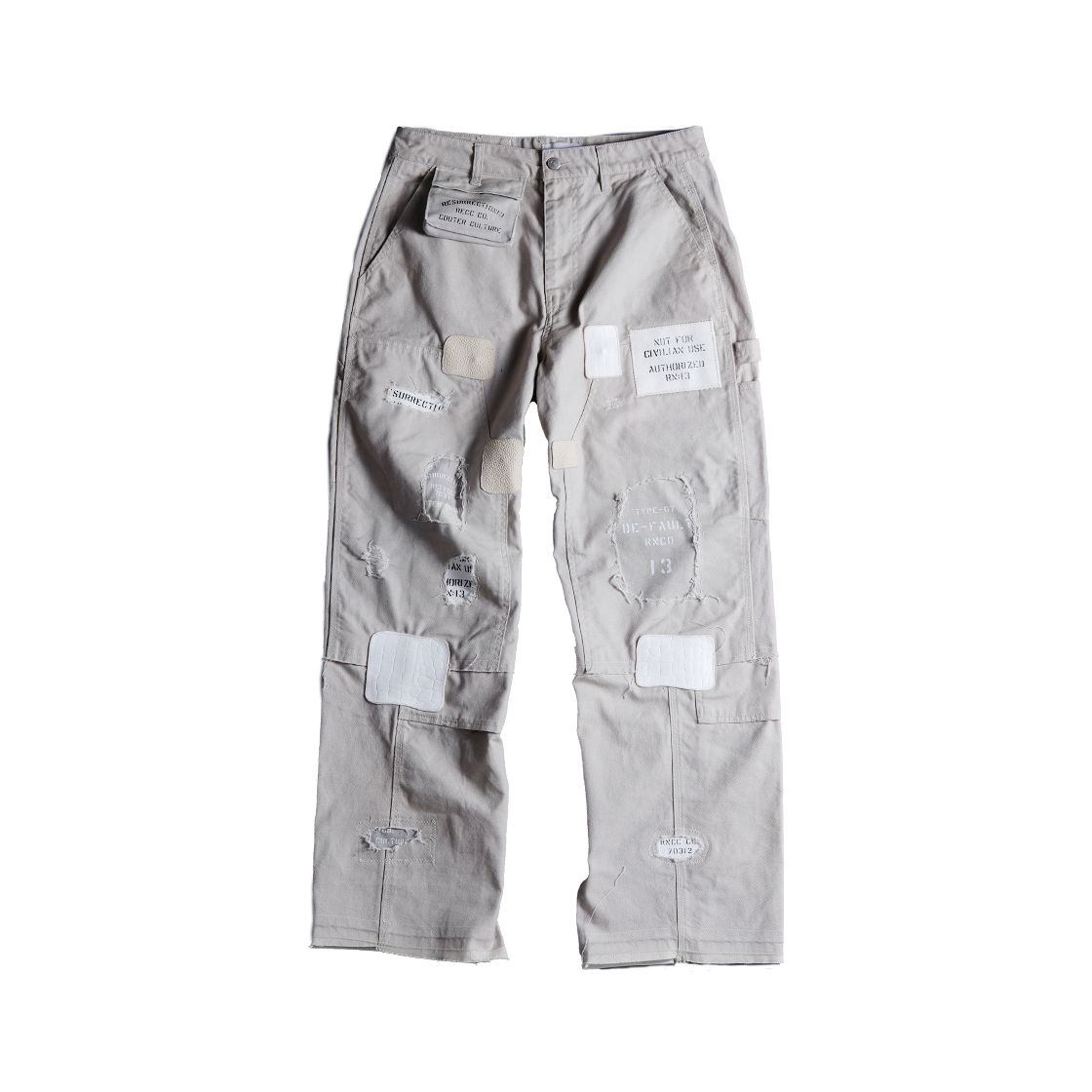레저렉션13 샐비지드 더블니 팬츠 크림(Resurrection13 Salvaged Double Knee Pants Cream)