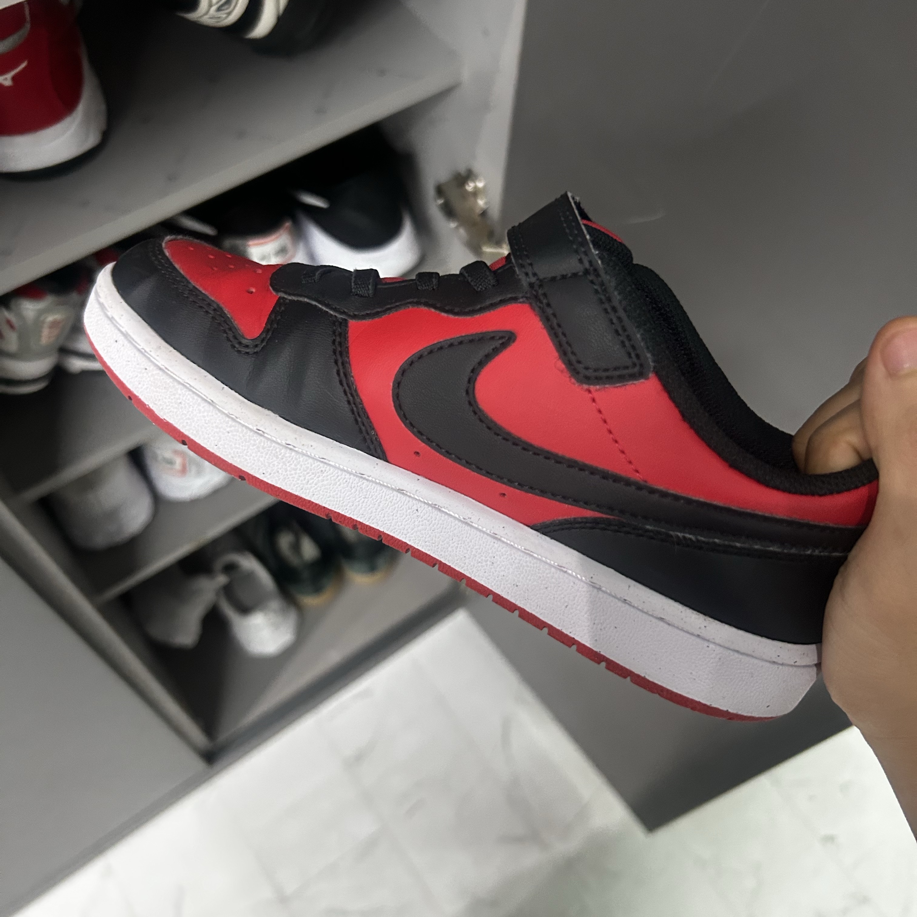 (GS) Nike Court Borough Low Recraft University Red Black 착용 스타일