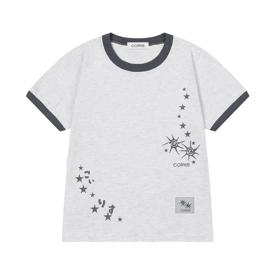 코이리스 호타루 레터링 배색 링거 반팔 티 그레이(Coiris Hotaru Lettering Ringer Half T Gray) - 1