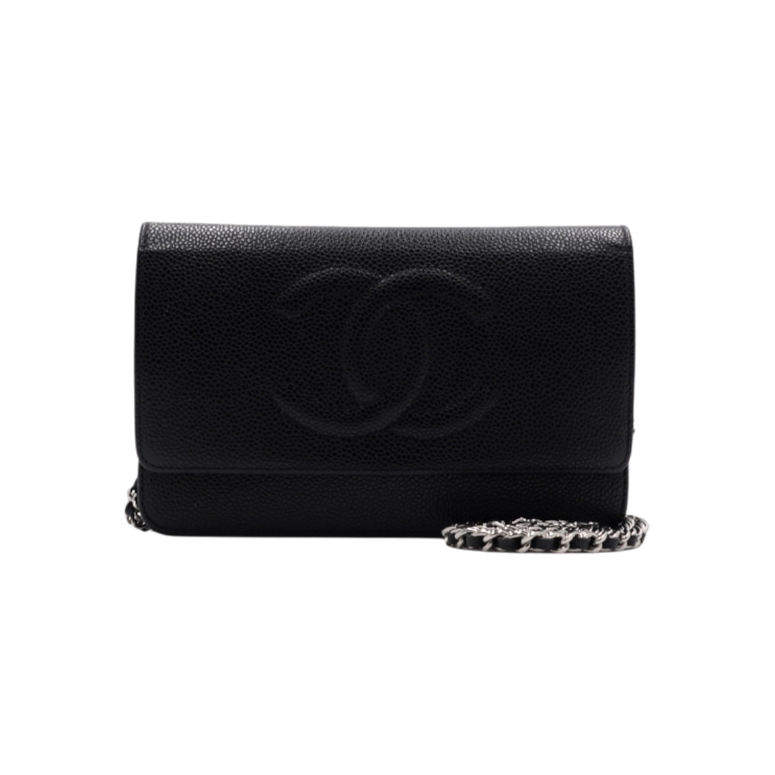 ITU2AMNGN8EU Chanel Black Caviar Timeless Wallet on Chain Silver Chain Crossbody Bag
