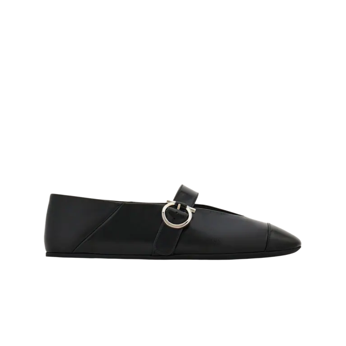 (W) 페라가모 간치니 발레 플랫 블랙 - C((W) Ferragamo Gancini Ballet Flats Black - C) - 1