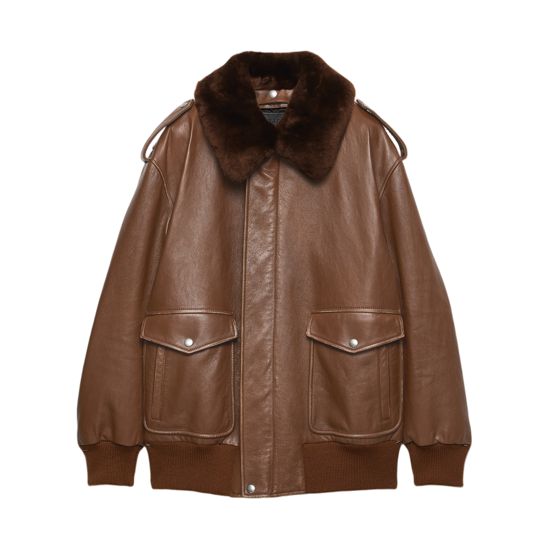 58A234-162B-F0134 (W) Prada Nappa Leather Bomber Jacket Brandy