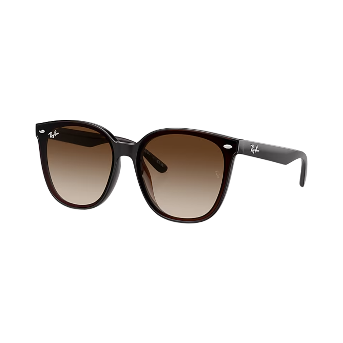RB4423D-714/13 Ray-Ban RB4423D Polished Transparent Brown Frame Brown Lense Low Bridge Fit