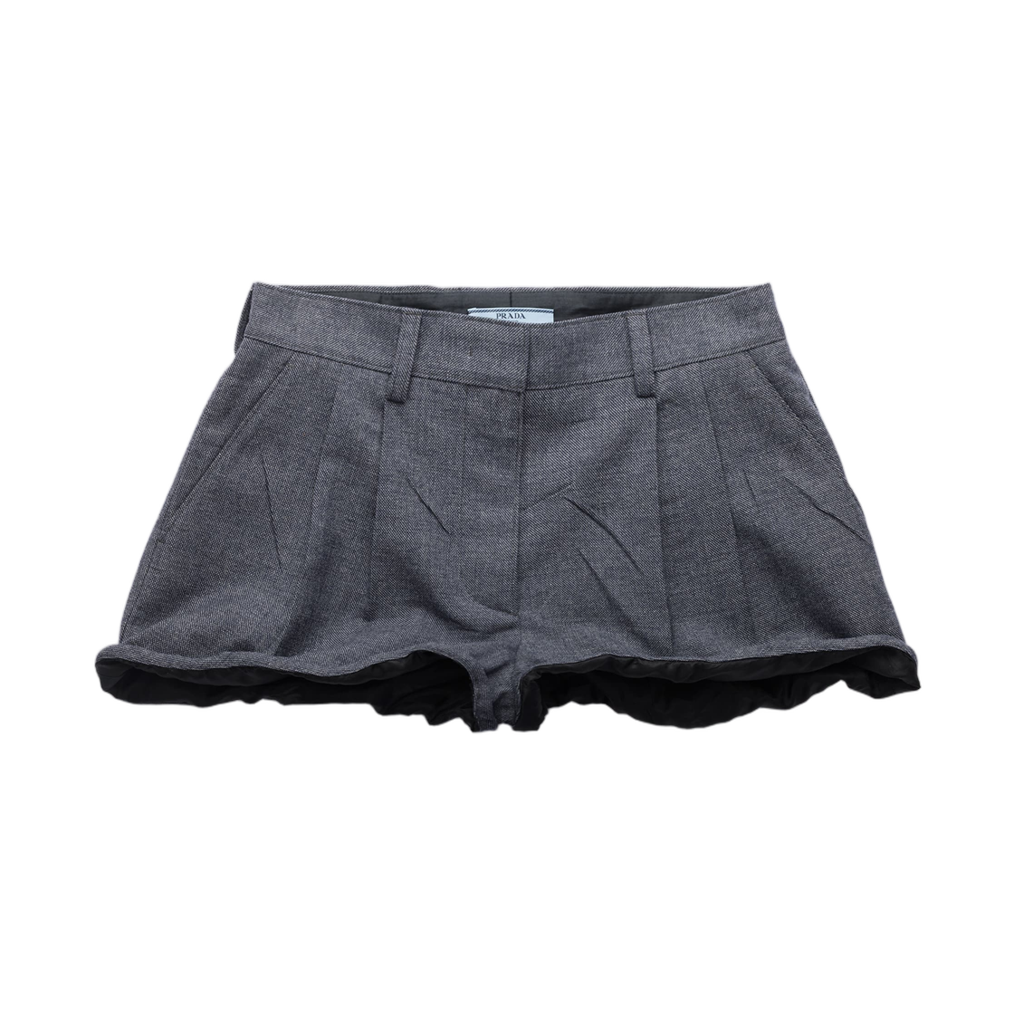 P282J-15DJ-F0308 (W) Prada Grisaille and Antiqued Satin Shorts Anthracite Gray