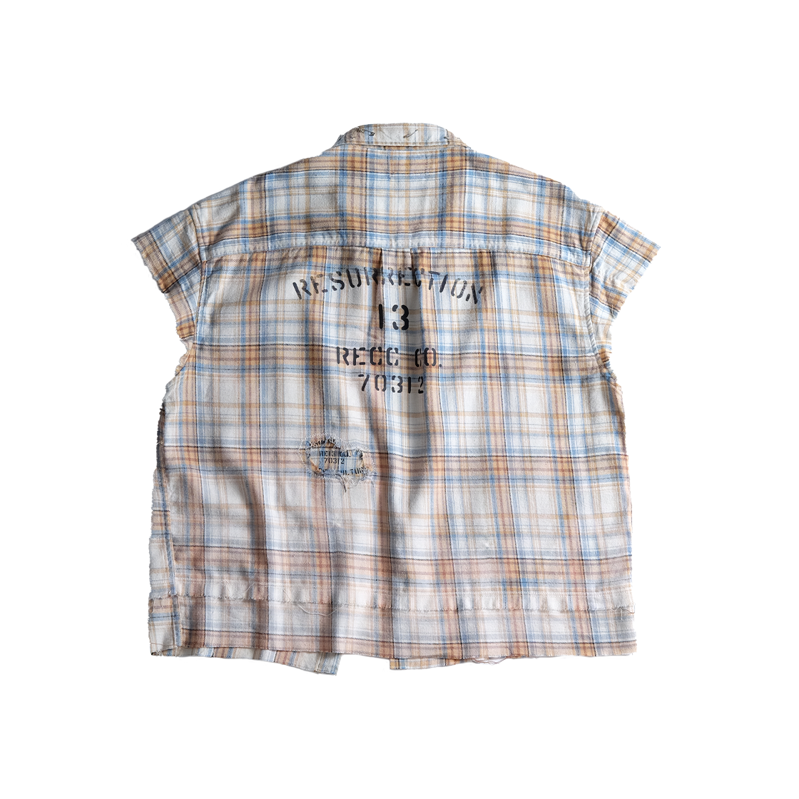 레저렉션13 샐비지드 체크 셔츠 브라운(Resurrection13 Salvaged Plaid Shirt Brown) - 2