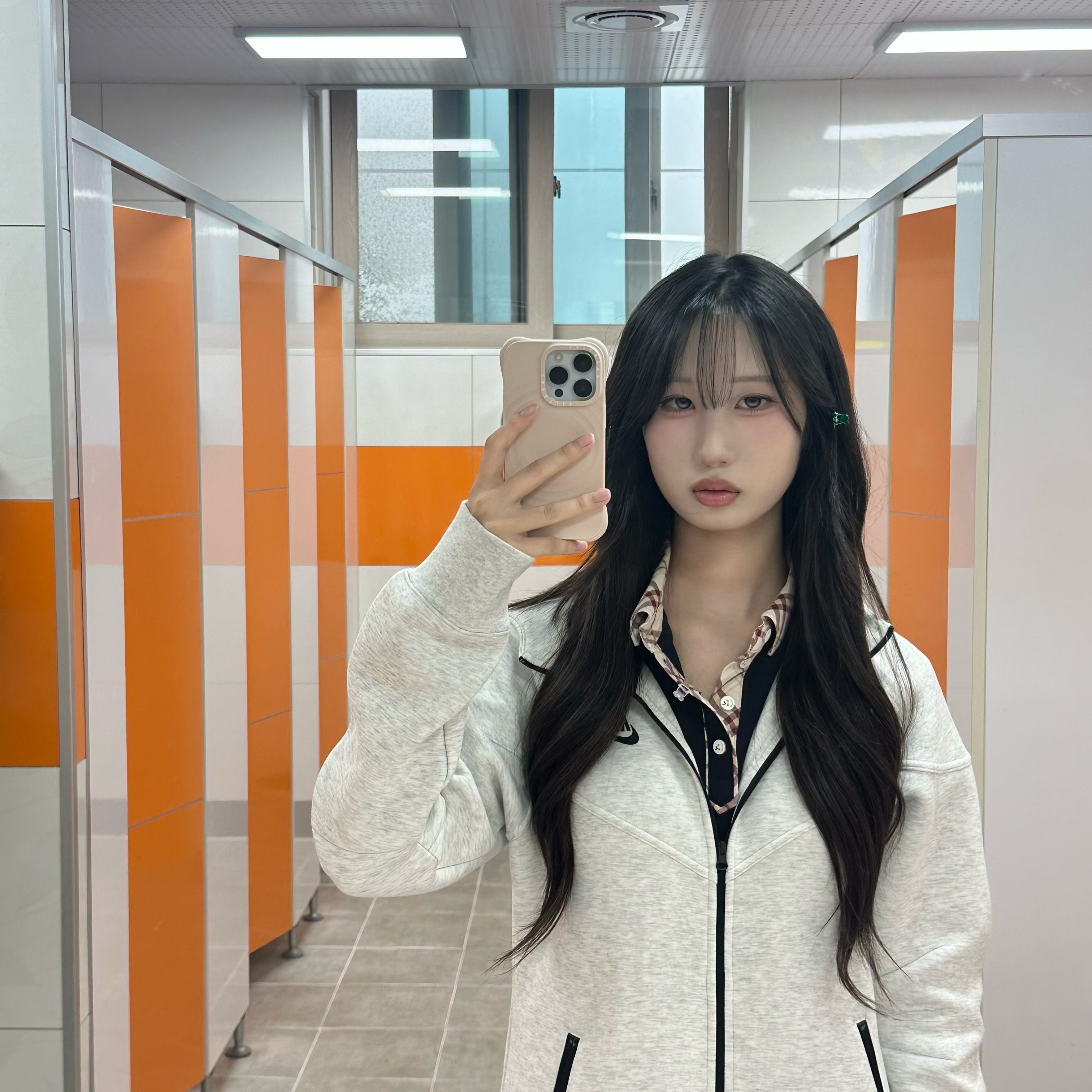 (W) Nike NSW Tech Fleece Windrunner Full Zip Hoodie Light Grey Heather - Asia 착용 스타일