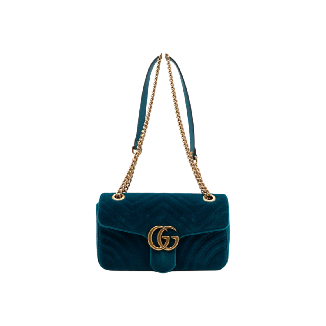 IT879N7E6WKM Gucci GG Marmont Velvet Matelasse Shoulder Bag Gold Chain