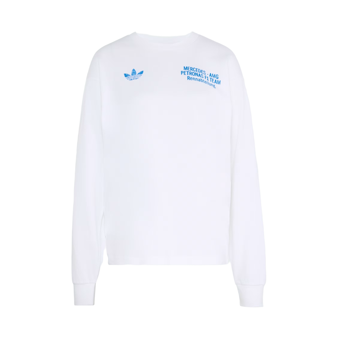 KT5131 Adidas x Mercedes AMG F1 Team Blue Wonder Long Sleeve T-Shirt White Bluebird - KR Sizing (Non Marking Ver.)