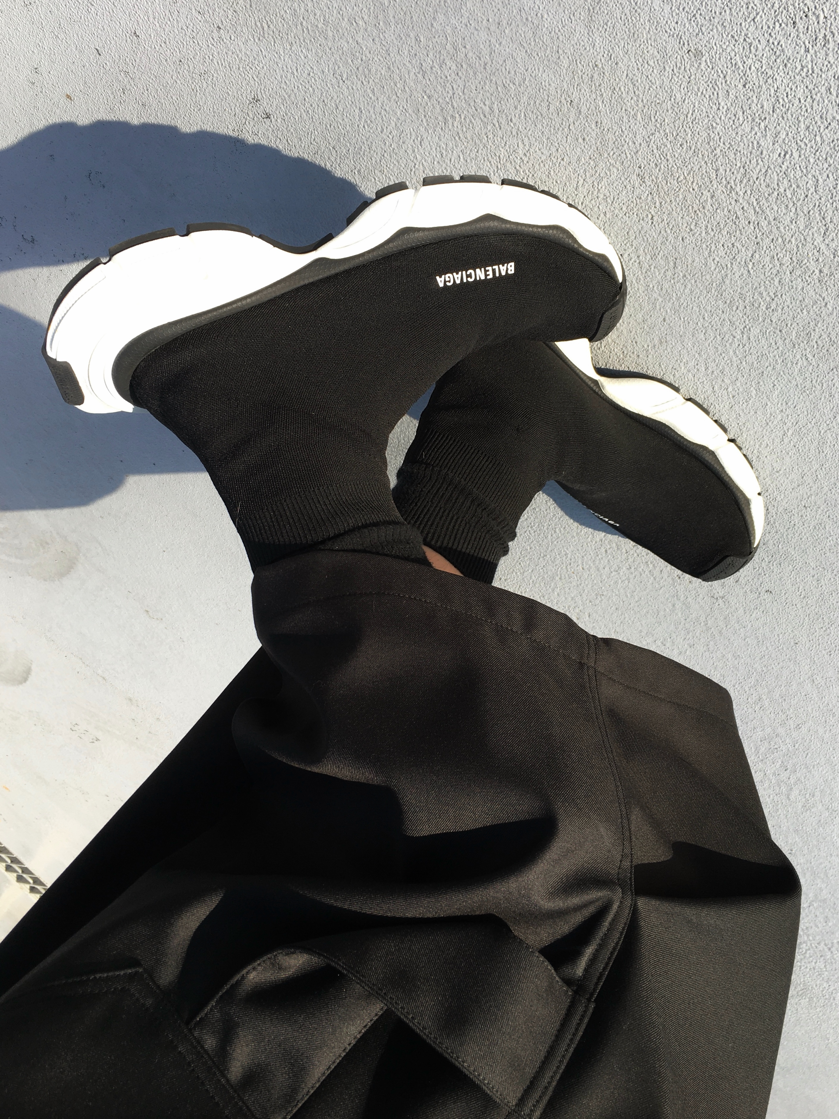 Balenciaga 3XL Sock Recycled Knit Sneakers Black, Kamien x  KOIN SEOUL Bermuda Slacks Black 착용 스타일 - 6