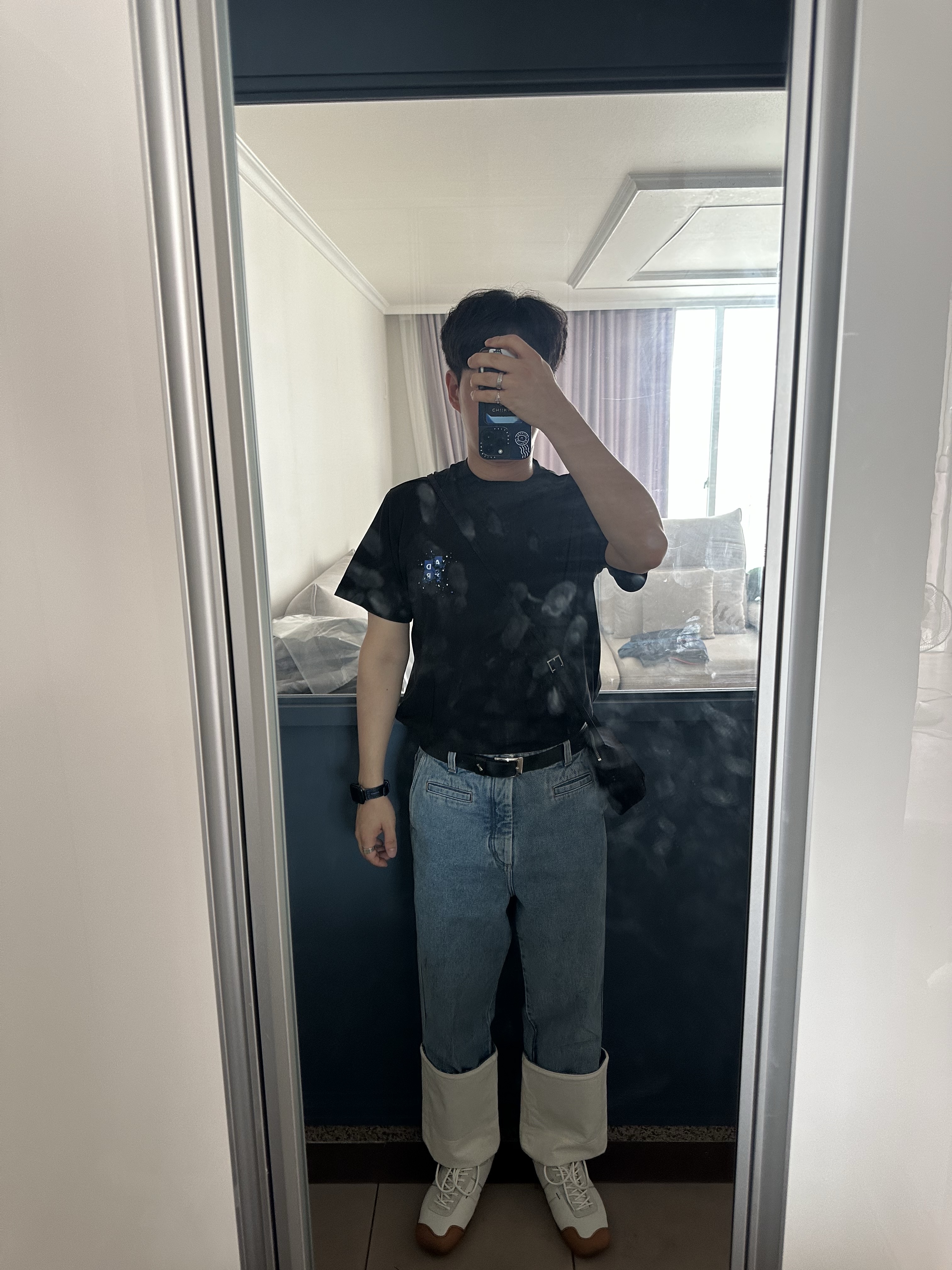 Ader Error Gemma T-Shirt Noir 착용 스타일