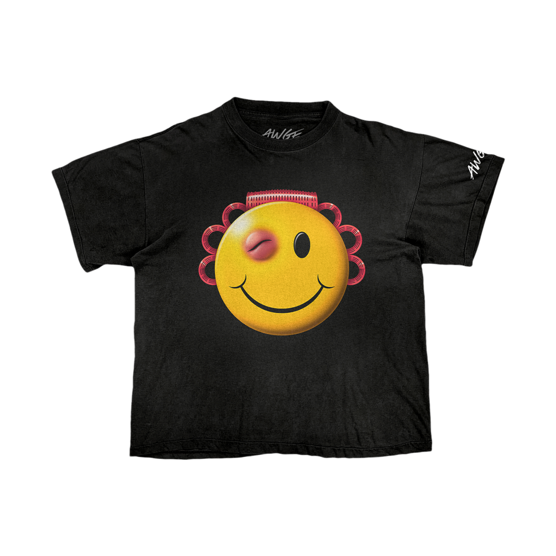 AWGE 돈 비 덤 투어 스마일리 데이트백 티셔츠 블랙(AWGE Don't Be Dumb Tour Smiley Dateback T-Shirt Black)