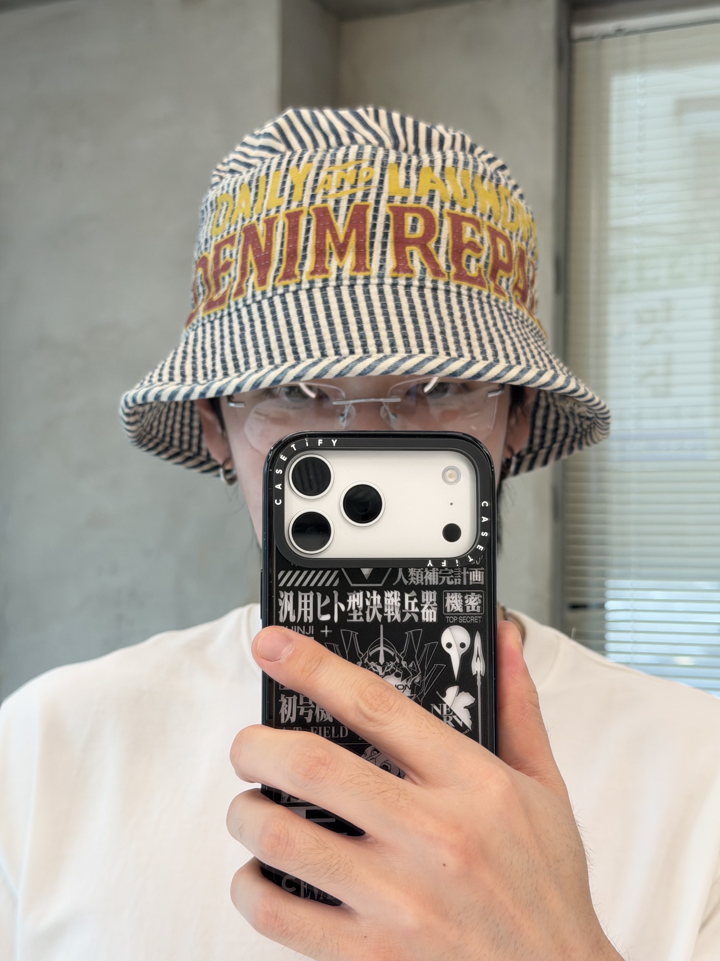Kapital 10 oz. Hickory Laundry Hat Hickory, Stussy Bamboo Buckle Belt Hairy Zebra Pattern 착용 스타일 - 2