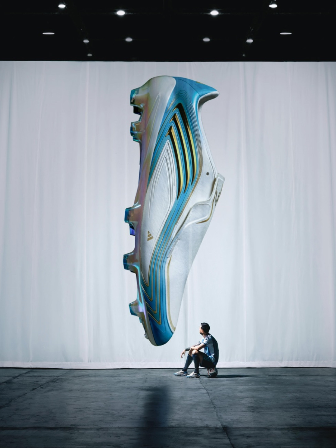 Adidas F50 Messi Elite Firm Ground Ivory Semi Blue Burst, (J) Adidas F50 Messi Club Turf Football Ivory Semi Blue Burst μ°©μ© μ€νμΌ - 3