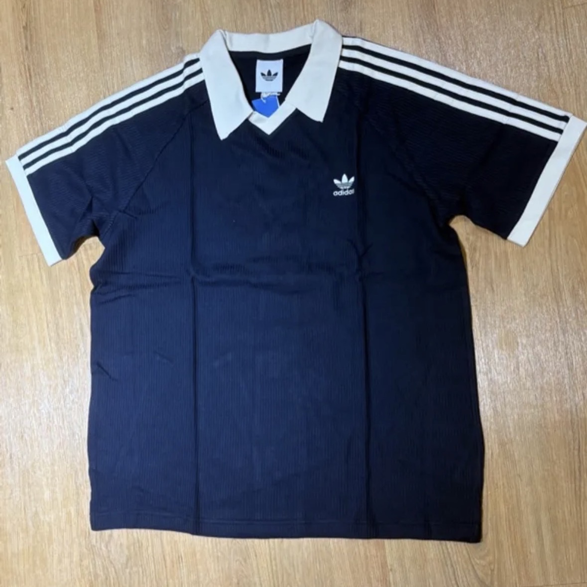 Adidas Waffle Short Sleeve Polo Shirt Navy - KR Sizing 착용 스타일