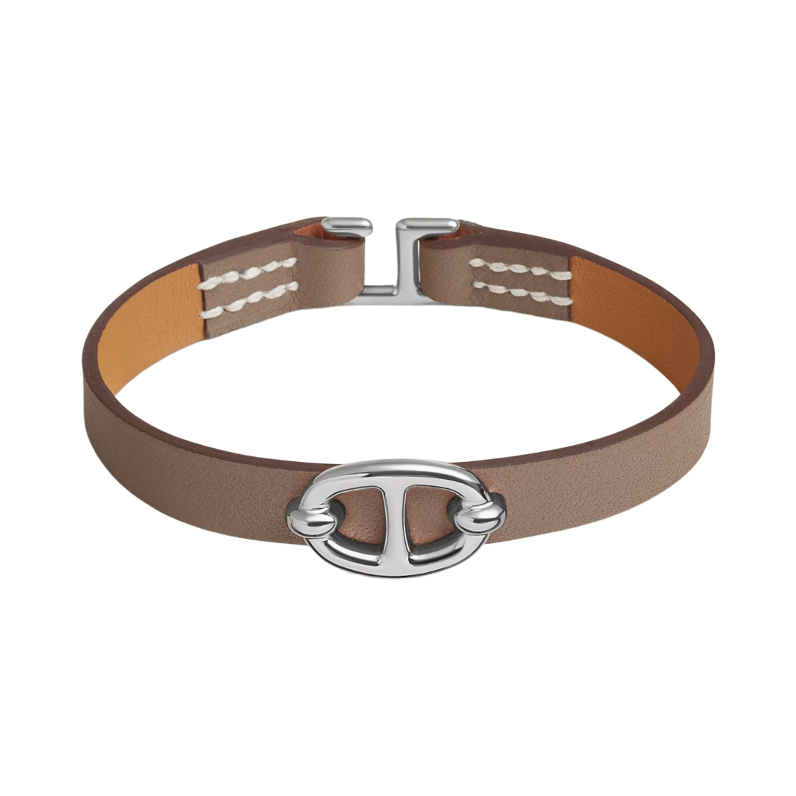 H500522FK18 (W) Hermes Mini Thalassa Bracelet Swift Calfskin & Palladium Etoupe
